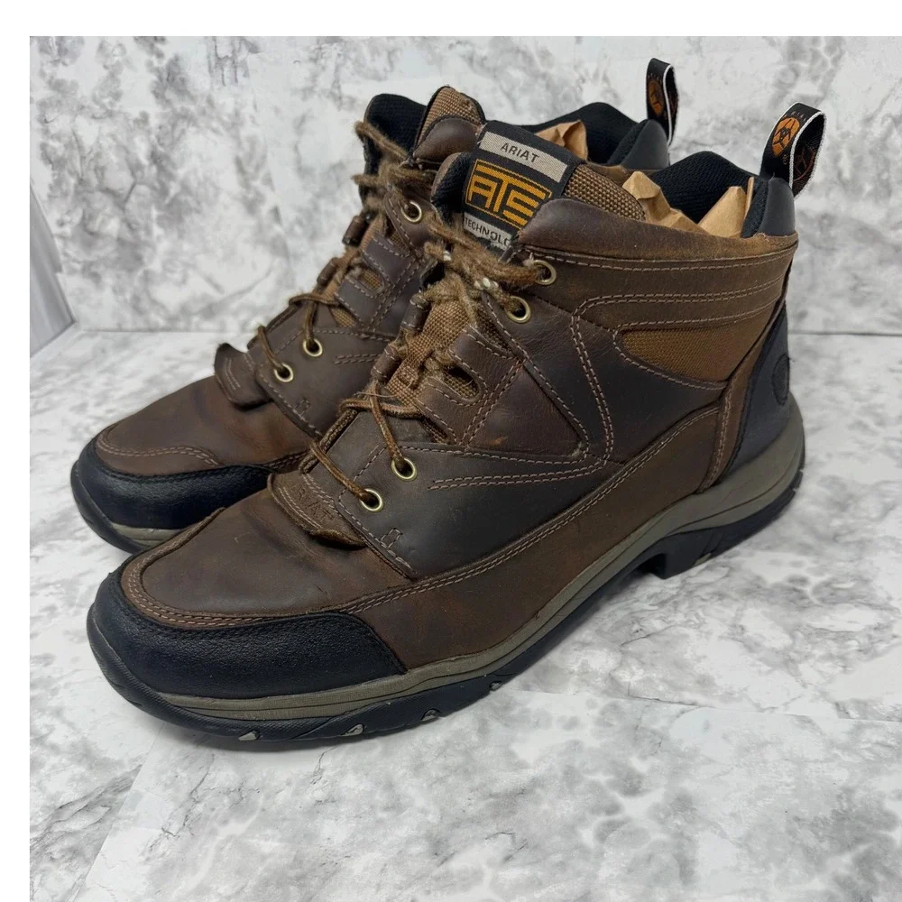 Ariat ATS Technology  Brown Leather‎ Work Boots Mid Top Lace Up Hiking Shoes 13D